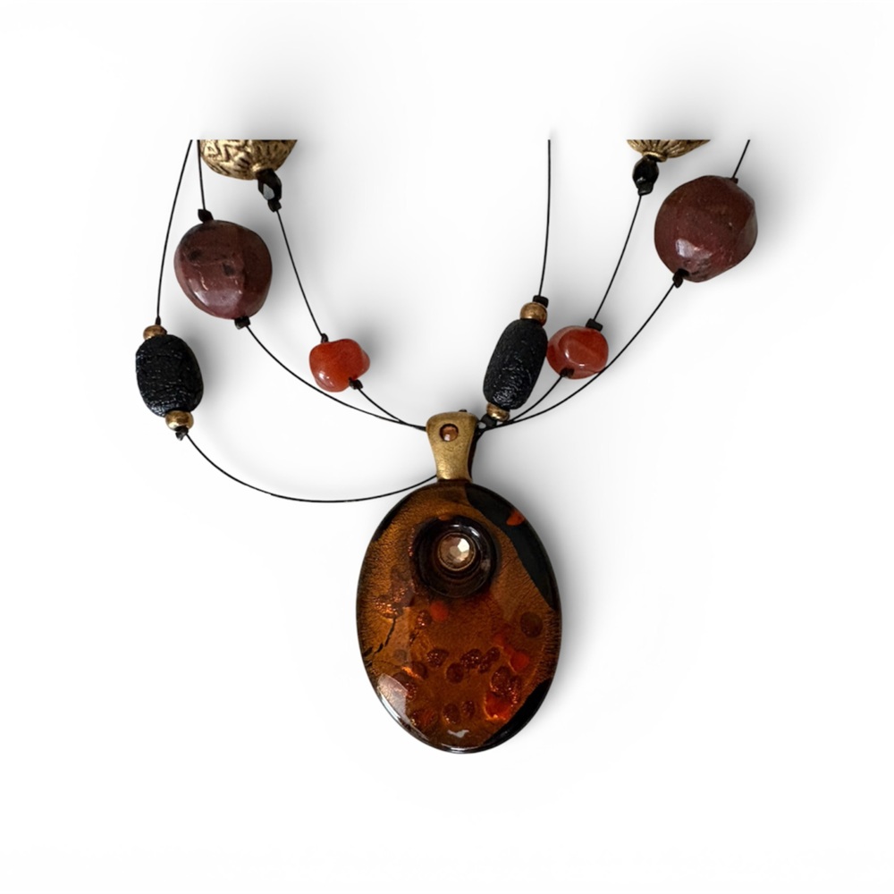 Chico’s Vintage Amber Pendant Necklace